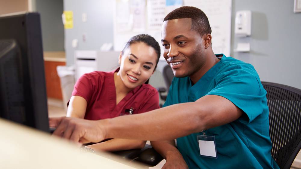 A nurse working in a hospital.